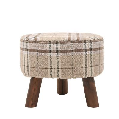 China Hot Sale Wholesale Adjustable Home Furniture Modern Round Wooden Ottoman Stools Fabric Storage Ottoman Pouf for sale