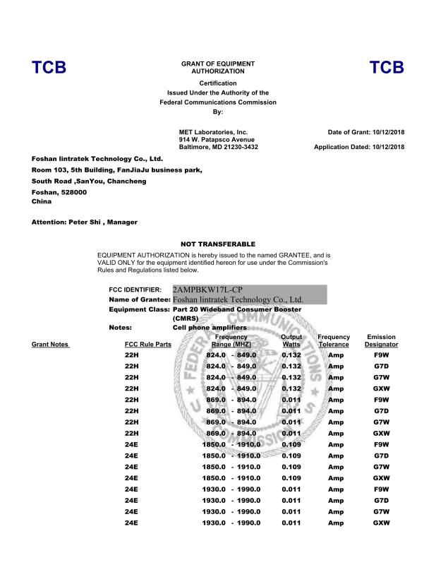 FCC - Foshan Lintratek Technology Co., Ltd.