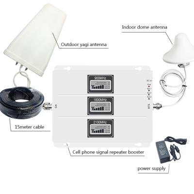 China Signal Strengthening In Home Office 900 1800 2100mhz 2g 3g 4g With AGC Gsm Repeater Triple Band Cell Phone Signal Booster for sale