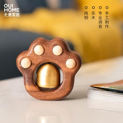 China Europe JIA MU JIA Cat Eco-friendly Cute Solid Wood Claw Shaped Bell Solid Wood Handmade Wooden Crafts for sale