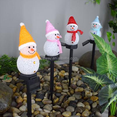 China High Quality Ground Stuck Track Led Snowflake String Light Solar Street Lights Christmas Snowman Cartoon Character For Decorate for sale