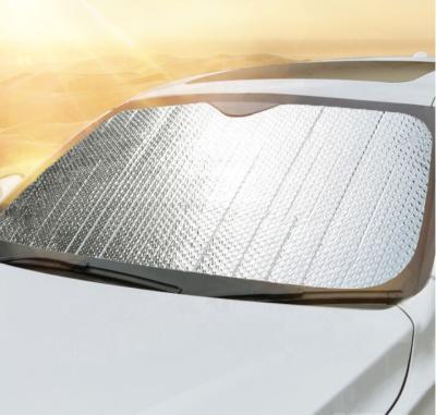 China Lowering Temperatures Car Interior Car Windshield Sun Shade With Storage Pocket Durable 240T Material Car Sun Shade For Sun Rays And UV Heat Protection for sale