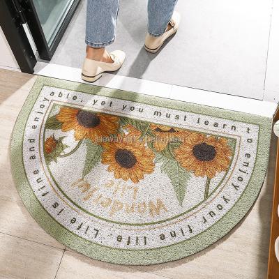 China Entrance PVC Wind Ring Silk Mud Microfiber Logo Non-Slip Floor Scuff Shoe Cleaning Foot Semicircle Outdoor Door Mat for sale