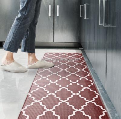 China Modern custom oil washable waterproof kitchen floor cushioned comfort rugsnon skid non skid PU cabinets kitchen leather drying mat for sale