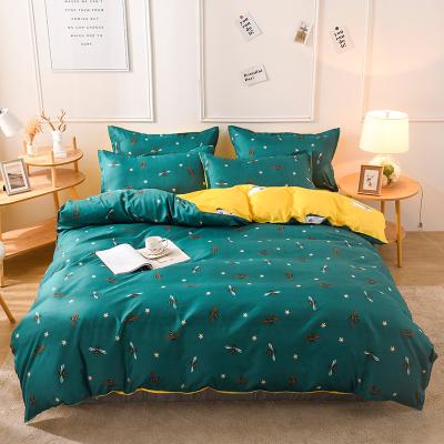 China High Quality Cheap Price Anti-static Natural Green Thin Comforter Washed Duvet Cover Soft Double Sets 200tc Cotton Bedspreads Bedding Set for sale