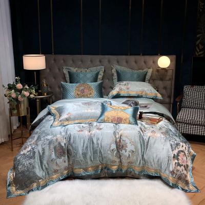 China Anti-Static 3pcs Floral 4pcs Customize Printing Embroider Pure Silk Snow Satin Bedding Luxury Pure Mulberry Imitated Bedding Set for sale