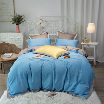 China Factory Supply Quality Factory Supply Cheap Price Queen Available Anti-Static Blue Color Duvet Cover Sheets Bed Set Silk Bedding Sets for sale