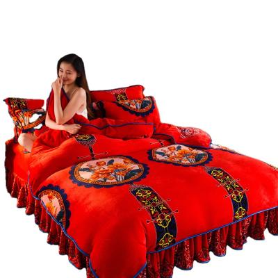 China European and American style OEKO-TEX STANDARD 100 brocade velvet bedding set joyful anti-static anti-static viable for sale