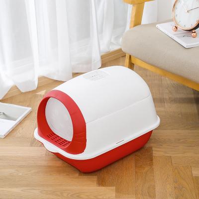 China Sustainable Hot Selling Large Space Cat Plastic Fully Enclosed Toilet For Cats for sale