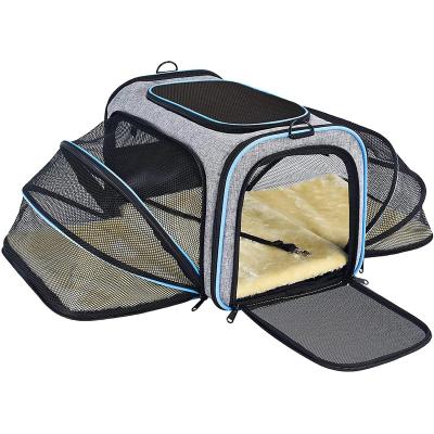 China 4 Sides Sustainable Expandable Pet Carry Pet Travel Carrier Bag Folding Portable Pet for sale