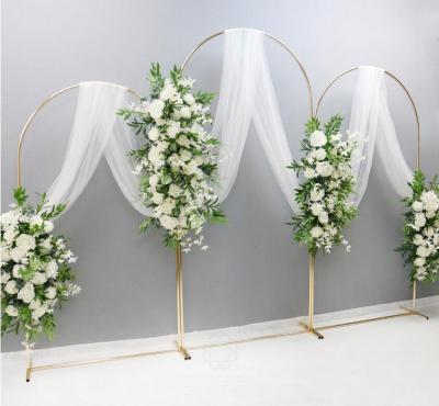 China Steel GoldArched Wedding Backdrop Flower Stand Screen Wedding Arch Props Floral Door Balloon Decor Fram for sale