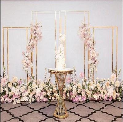 China 4 Pieces Stainless Steel Geometric Wedding Frame Guide Flower Frame Wedding Decoration Reception Area Layout Wedding Arch for sale