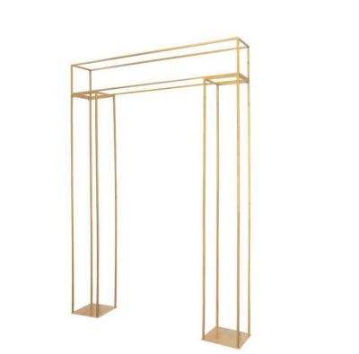 China Gold Steel Metal Rectangular Endless Frame Decorate Wedding Arch / Fashionable Aleter Arch for sale