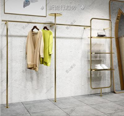 China Wall Mounted Clothes Show Rack Titanium Special Clothes Display Hanging Rack For Women Clothing Store 884152 for sale