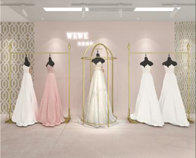 China Wedding workshop display, Chinese dress, thickening hanger, double-layer suit, gold shelf on the front and side 887512 for sale