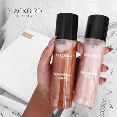 China Shimmer Pink Body Highlighter Makeup Mist Face Toner OEM/ODM Glitter Spray Glowing Private Label for sale