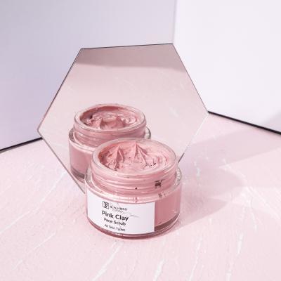 China Private Label Exfoliator Kaolinite Exfoliating Facial Scrub Deep Cleansing Whitening Clay Face Scrub Blackhead Remover Pink for sale