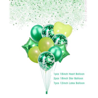 China Green Helium Air Foil Star Foil Heart Balloon Latex Confetti Birthday Balloon Green Globos Set Gift Toy 10pcs Gift for sale