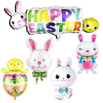 China 2022 New Arrival Toy Easter Rabbit Foil Balloons Cartoon Bunny Egg Balloon Happy Easter Theme Party Toy Announcing Advertising Kids Party Decorations for sale