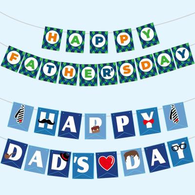 China Paper ADY Happy Father's Day Pull Flag Banner Fathers Day Party Decoration Blue Green Printing HAPPY DAD FATHERS Day Paper Banners for sale