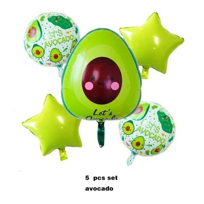 China Advertising Toy Advertising Toy 5 Pcs Set Fiesta Party Avocado Helium Foil Balloon Party Decoration Balloon Globos Set Happy Birthday Party Decor for sale