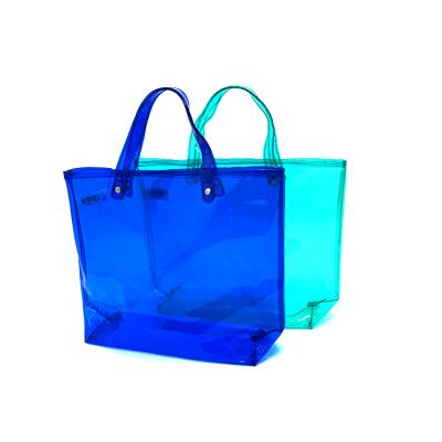 China High quality transparent printed custom colorful waterproof printed clear clear handled logo eco vinyl shopping little neon pvc tote bag for sale