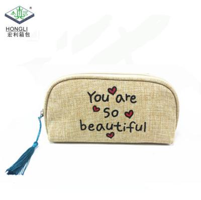 China Nature Custom Eco-Friendly Canvas Zipper Fashion Design Pouch Cosmetic Makeup Bag Storage For Women for sale