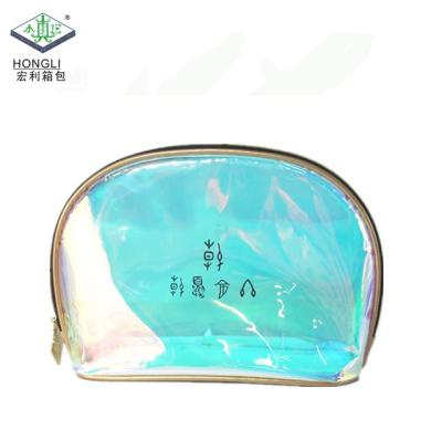 China Make Up Bag Promotion Gift Cosmetic Travel Laser PVC Iridescent Makeup Bag for sale