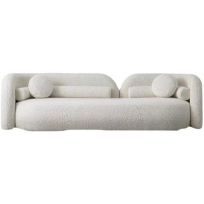 China Nordic Light Luxury Curved Beauty Salon Sofa Combination Living Room Sofa Removable Modern Hotel Reception Cover Sofa Lamb Velvet Couch for sale