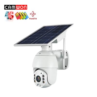 China Cawmon 1080P 4G Rechargeable Battery Built-in Audio Solar Powered Outdoor Waterproof Camera 4G Pan Tilt Camera Two Way Sim Card Slot PIR 4G Siren for sale