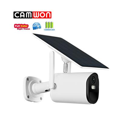 China CAMWON 3.3W Motion Detection CAMWON 3.3W Solar Panel IP Camera Bullet Wireless WIFI PIR Alarm H.265 Full HD 1080P Color Night Vision Wireless Outdoor Security Cameras for sale