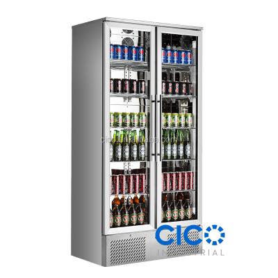 China Dual-temp Bar Back Beer Bottle Cooler, Beer Display Fridge, Full Stainless Steel Upright Beer Showcase for sale