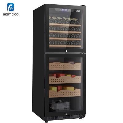 China Single-Temperature Trade Assurance 380L Dual Temp Zone Double Door Wine Cigar Humidor Fridge CH-128DD for sale