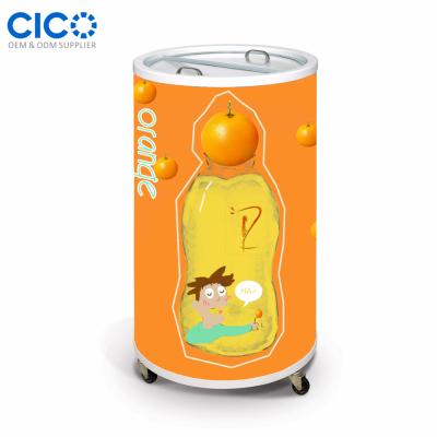 China Single-temperature 75L Cheap Store Electric Round Barrel Beverage Cooler With Wheels Because-75T for sale