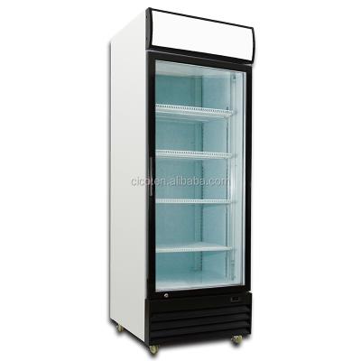 China Single-temperature 430L commercial refrigeration equipment/straight glass door refrigerator/vegetable refrigerator for supermarkets for sale