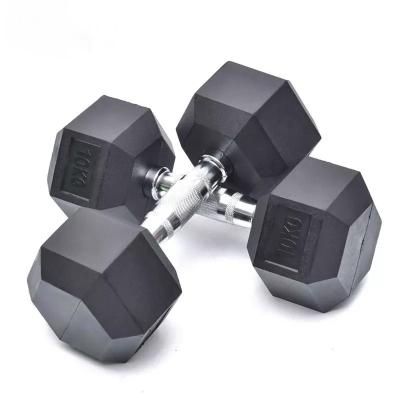 China Wholesale High Quality Black Rubber Covered Gym Dumbbell Cross Training Gym Power Workout Standard Dumbbell for sale