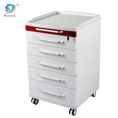 China Steel Movable Durable Moving Dental Clinic Cabinet With Five Drawers Stainlless Steel Cabinet for sale