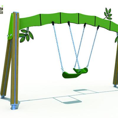 China Kids Amusement Toys New Design Top Quality WPC Made Double Outdoor People Swing For Playground for sale