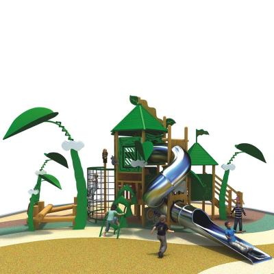 China 1415*1150*540 Cm Wooden Kids Play House Outdoor Playground - With Slide&Climbing for sale