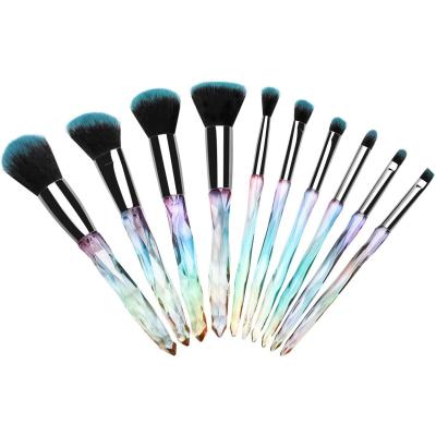 China Angular Blush Luxspire 10PCS Professional Makeup Brush,Crystal Wand Handle Make Up Brush Kabuki Foundation Powder Gloss Concealer Pencil for sale