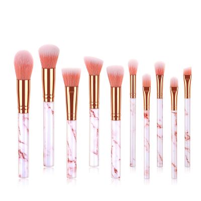 China Luxury Marble Makeup Brush Set with PU Bag, 10PCS Professional Makeup Brushes, Premium Fiber Soft Plastic Handle Luxury Makeup Brushes for sale