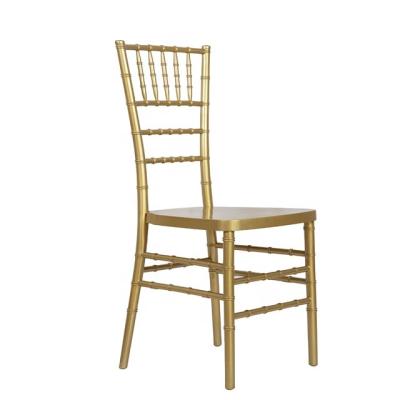 China Luxury Wedding Party Use Stackable Gold Color Resin Chiavari Chair for sale