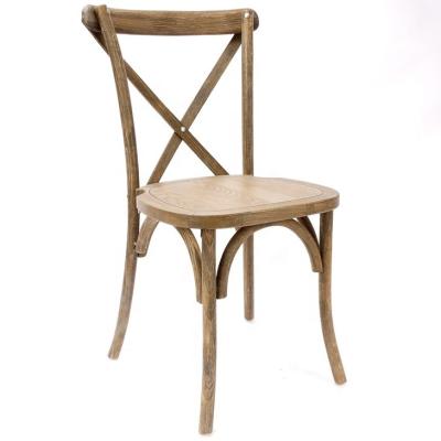 China Modern French Vintage French Furniture Vintage Bistros Cross Chair Finish Stackable Color Swept Back Wooden Chair for sale