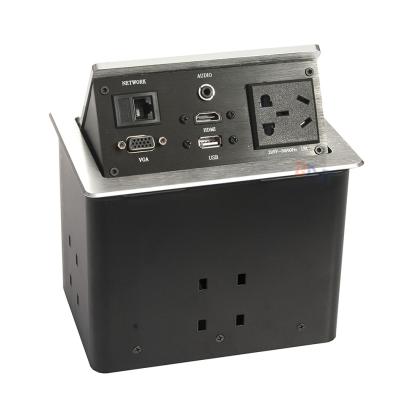 China Automatic Conference Solution Penumatic Box Aluminum Alloy Desktop Power Drawing Silver Plug Outlet for sale