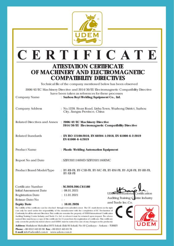 CE CERTIFICATE - Suzhou Boyi Welding Equipment Co., Ltd.