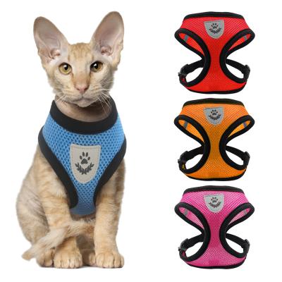 China Factory Wholesale Custom Cat Dog Adjustable Harness Vest Polyester Walking Soft Padded Mesh Puppy Harness For Small Medium Dog Cat Pet for sale