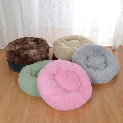 China Round Best Plush Cat Beds House Soft Long Breathable Dog Bed For Dogs Basket Pet Products Cushion Cat Bed Cat Mat Animals Sleeping Sofa for sale