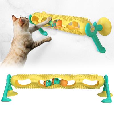 China Viable Cat Track Ball Toy With Luminous Sucker Massage Interactive Play With Catnip Window Suction Cup Trackball Intelligence Pet Toy for sale