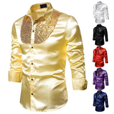 China Other England Style Soft Comfortable Sequin Business Mens Shine Shirt Mens Formal Shirt Mens Tops for sale