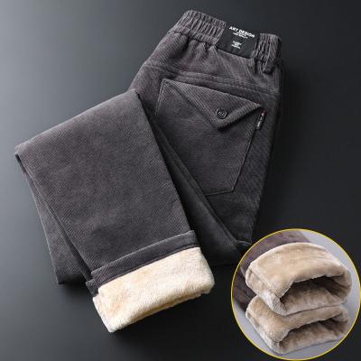 China Sustainable Mens Plush Thickened Winter Clothes Straight Loose Tube Corduroy Casual Pants for sale